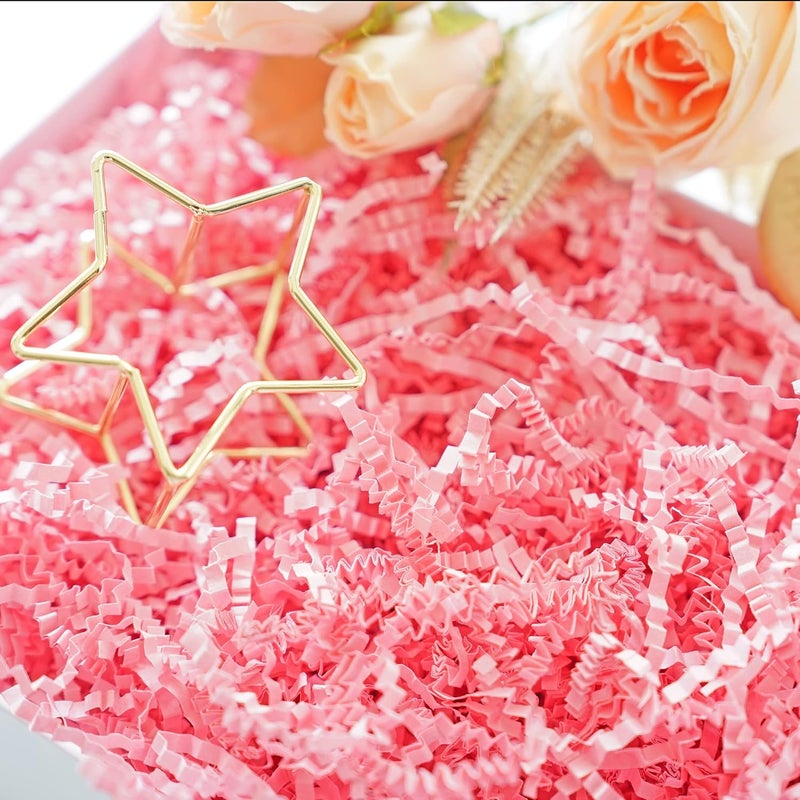 Bobobag - 4oz Crinkle Cut Paper Shred Filler Recyclable Gift Wrap Confetti Raffia Grass Shred Paper for Easter Baskets Filler Creative Eggs Decor (Pink) - Image 3